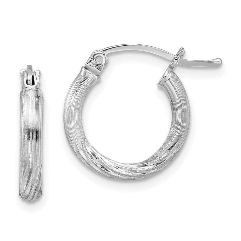 Sterlingsilber Rhodiniert 2.5mm Poliert/satin Diamantiert Creolen