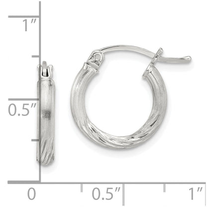 Sterlingsilber 2.5mm Poliert/satin Diamantiert Creolen