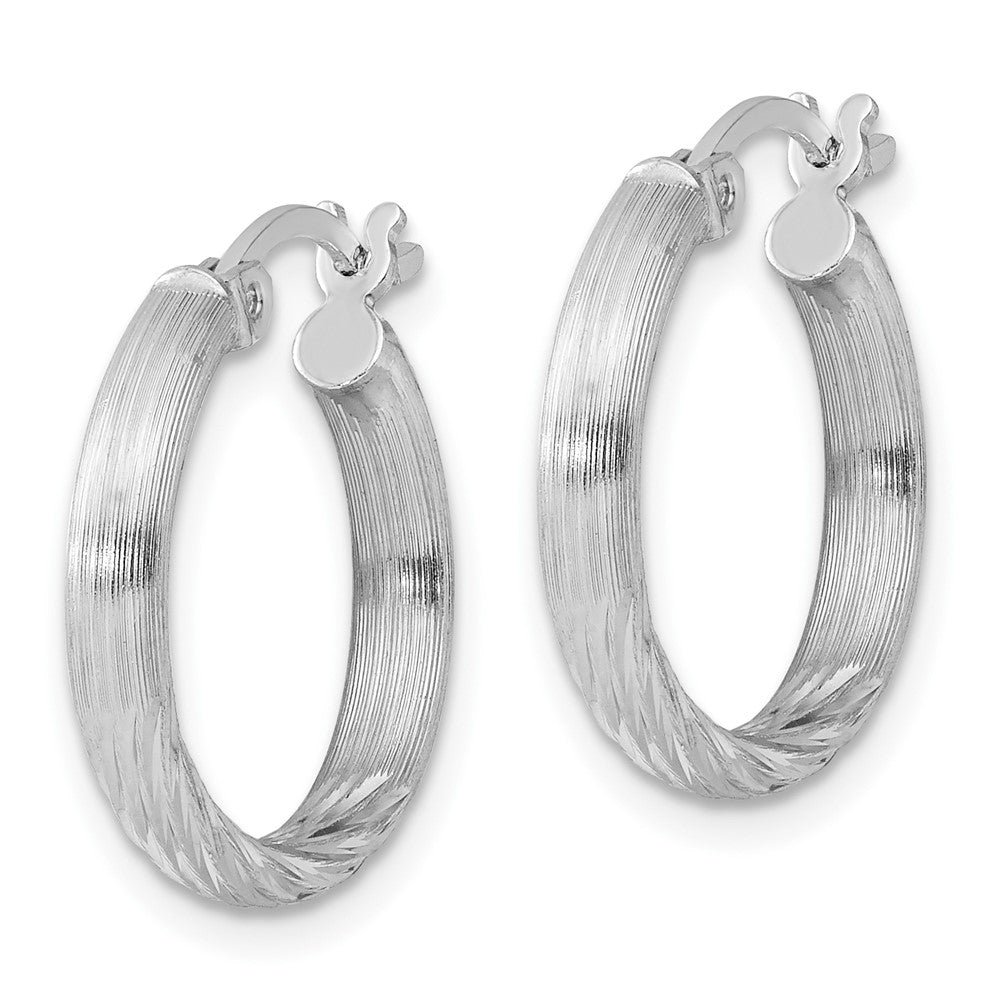 Sterlingsilber Rhodiniert 2.5mm Poliert/satin Diamantiert Creolen