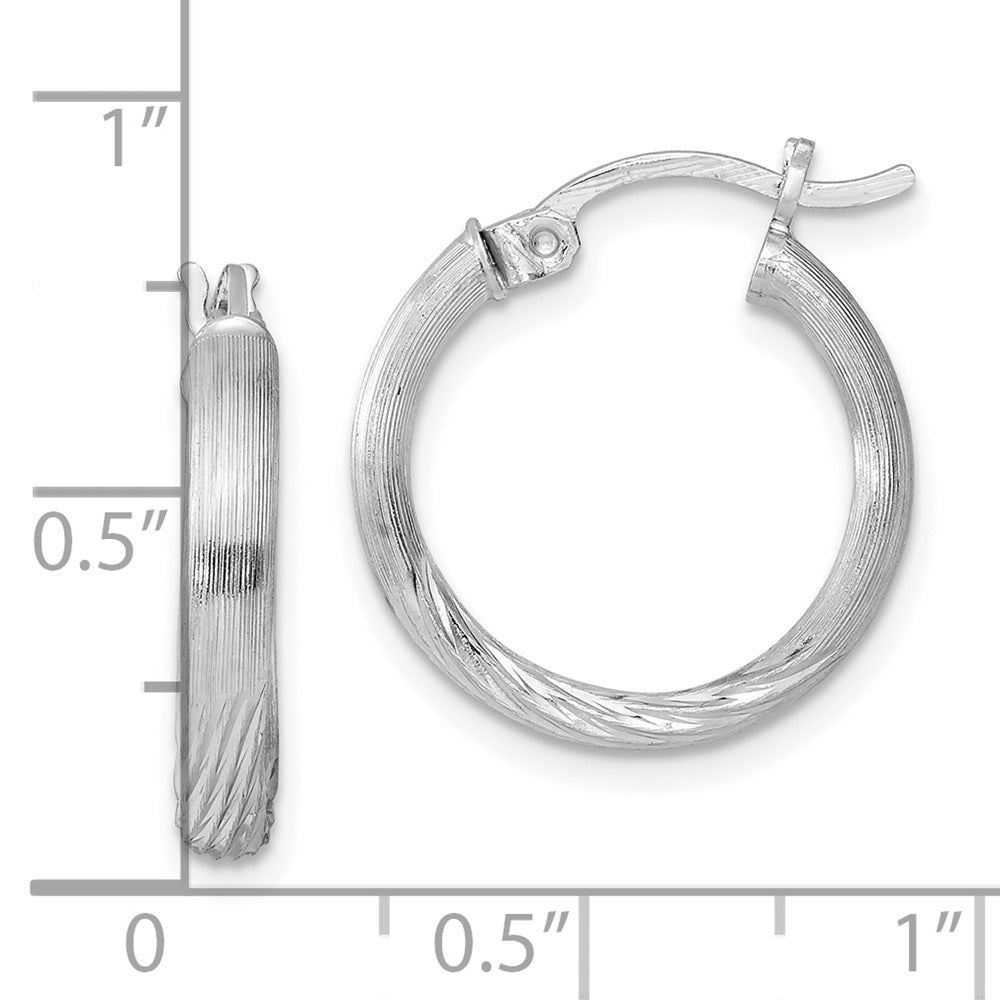 Sterlingsilber Rhodiniert 2.5mm Poliert/satin Diamantiert Creolen