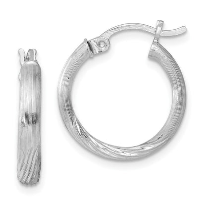 Sterlingsilber Rhodiniert 2.5mm Poliert/satin Diamantiert Creolen