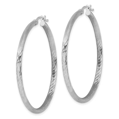 Sterlingsilber Rhodiniert 2.5mm Poliert/satin Diamantiert Creolen