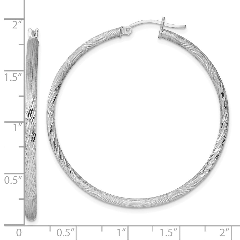 Sterlingsilber Rhodiniert 2.5mm Poliert/satin Diamantiert Creolen