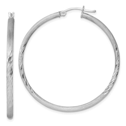 Sterlingsilber Rhodiniert 2.5mm Poliert/satin Diamantiert Creolen