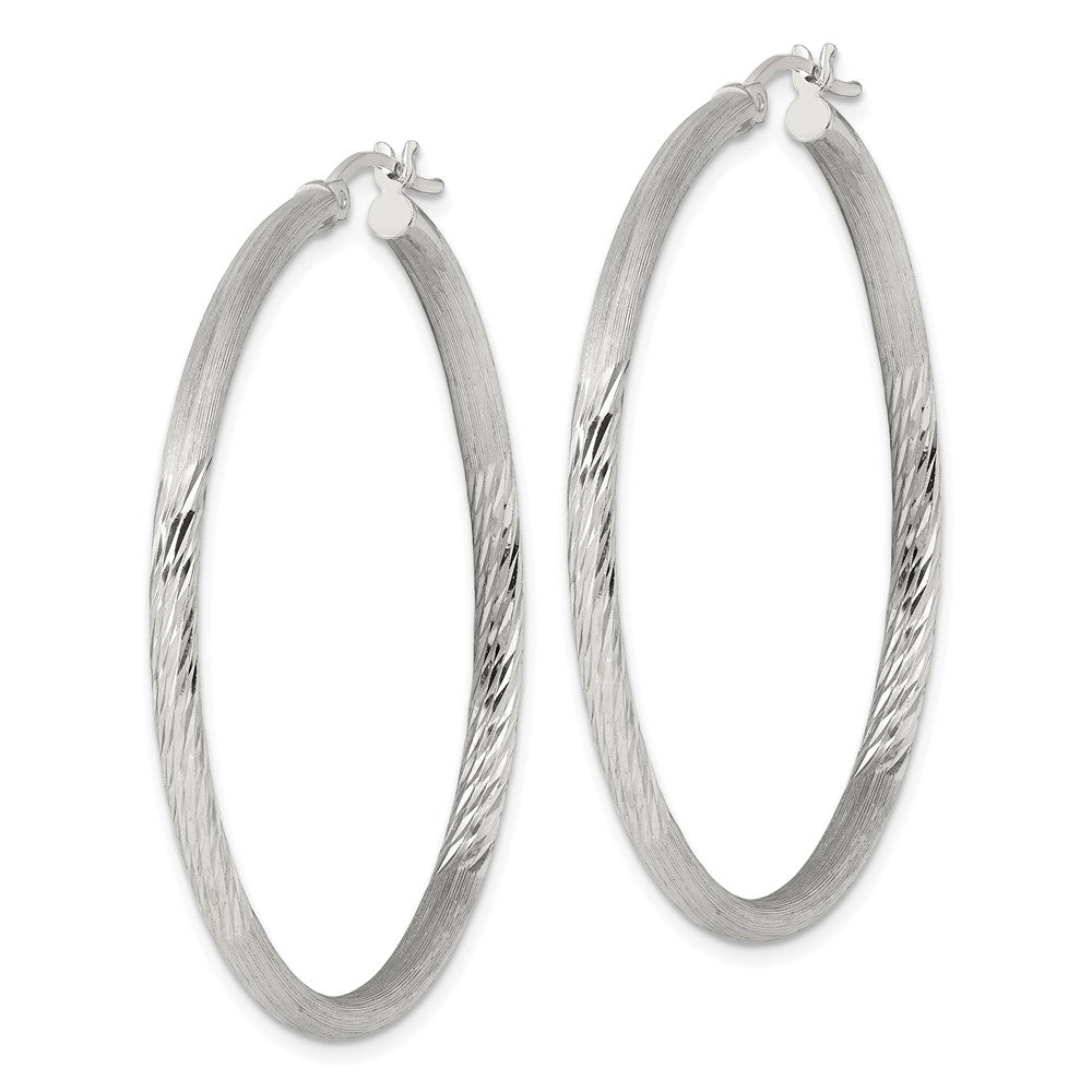 Sterlingsilber 2.5mm Poliert/satin Diamantiert Creolen