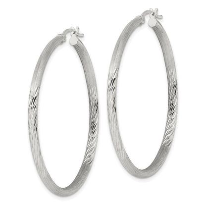 Sterlingsilber 2.5mm Poliert/satin Diamantiert Creolen