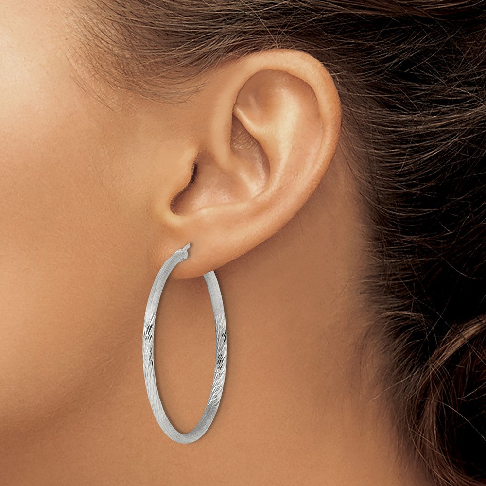 Sterlingsilber 2.5mm Poliert/satin Diamantiert Creolen