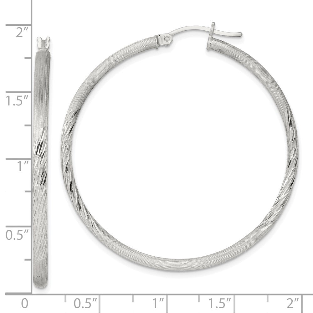 Sterlingsilber 2.5mm Poliert/satin Diamantiert Creolen
