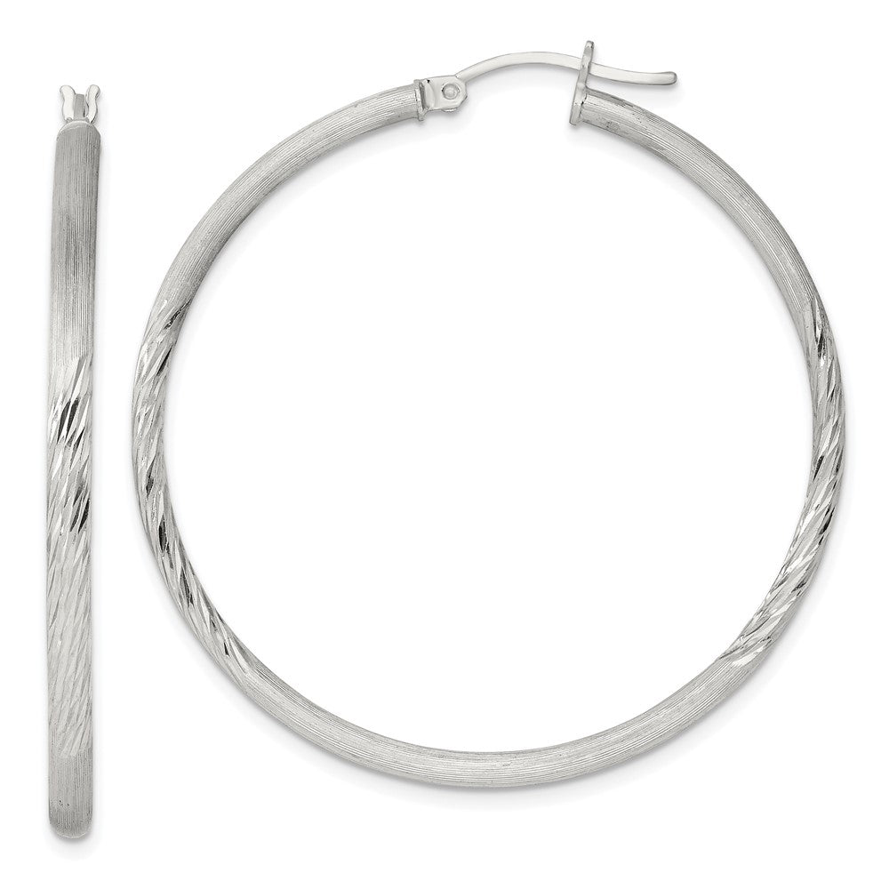 Sterlingsilber 2.5mm Poliert/satin Diamantiert Creolen