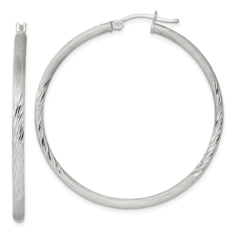 Sterlingsilber 2.5mm Poliert/satin Diamantiert Creolen