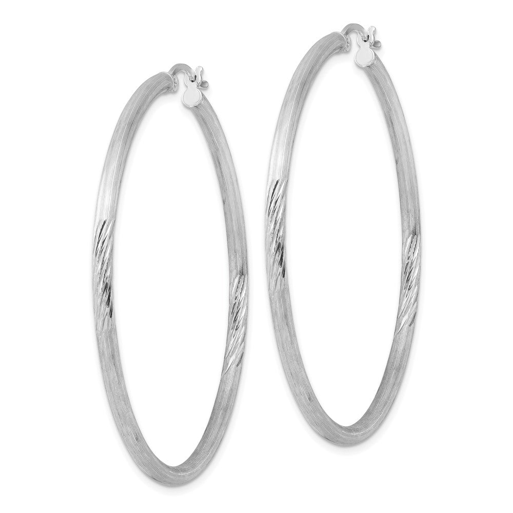 Sterlingsilber Rhodiniert 2.5mm Poliert/satin Diamantiert Creolen