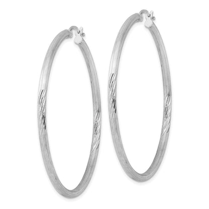 Sterlingsilber Rhodiniert 2.5mm Poliert/satin Diamantiert Creolen