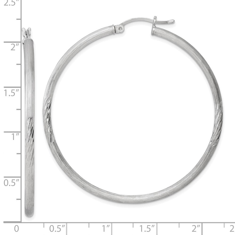 Sterlingsilber Rhodiniert 2.5mm Poliert/satin Diamantiert Creolen