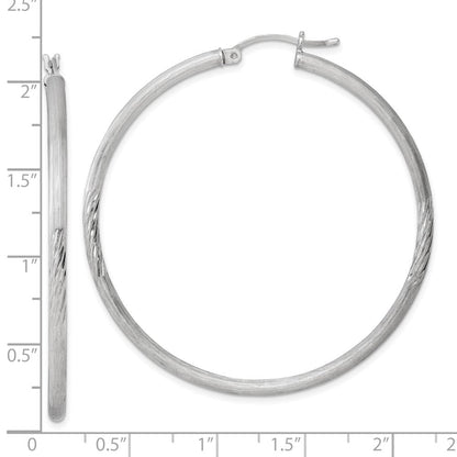 Sterlingsilber Rhodiniert 2.5mm Poliert/satin Diamantiert Creolen