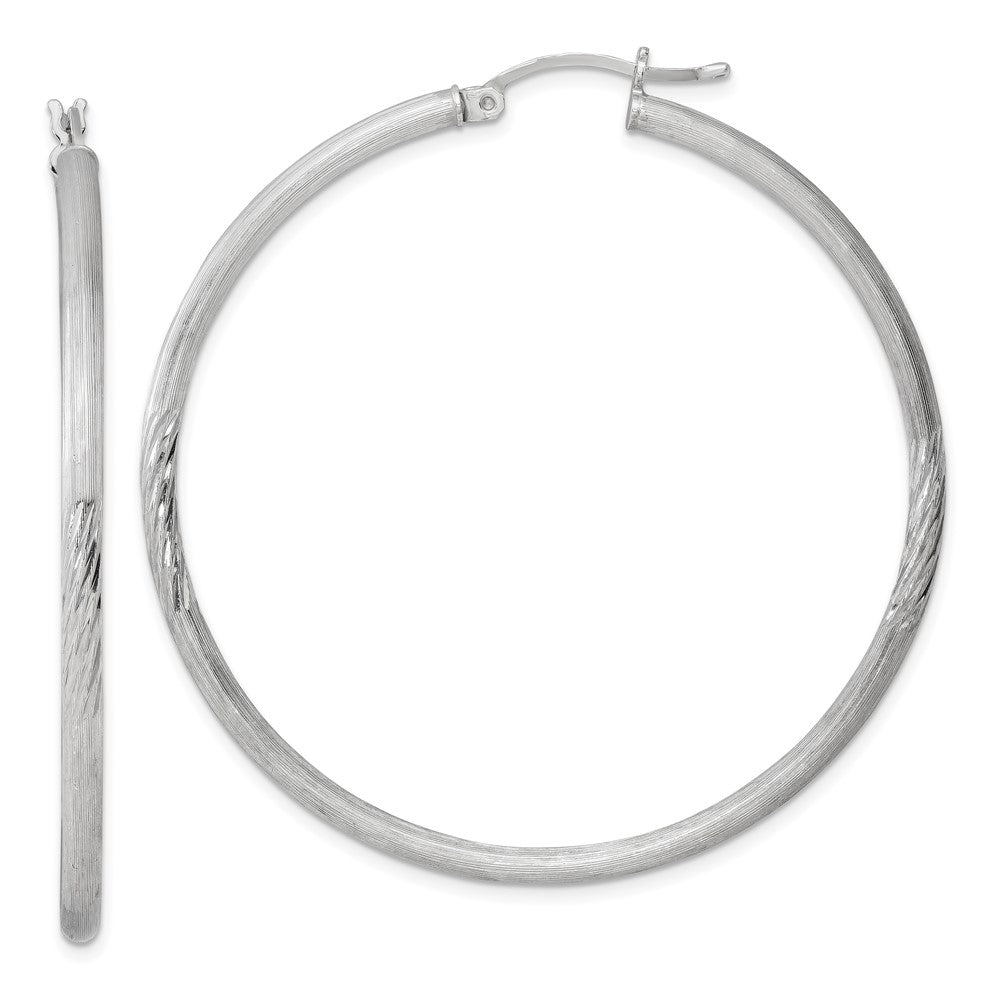 Sterlingsilber Rhodiniert 2.5mm Poliert/satin Diamantiert Creolen