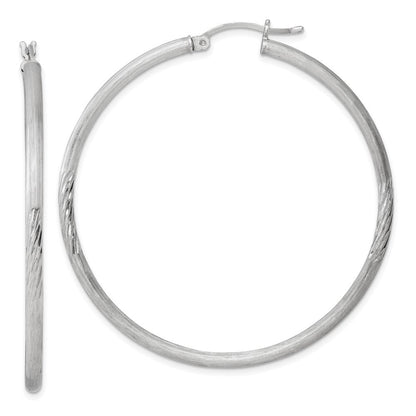 Sterlingsilber Rhodiniert 2.5mm Poliert/satin Diamantiert Creolen