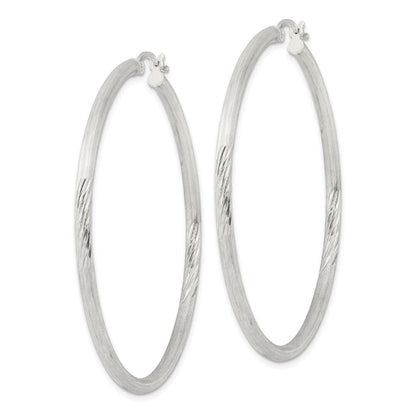 Sterlingsilber 2.5mm Poliert/satin Diamantiert Creolen