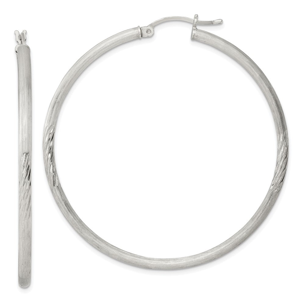 Sterlingsilber 2.5mm Poliert/satin Diamantiert Creolen