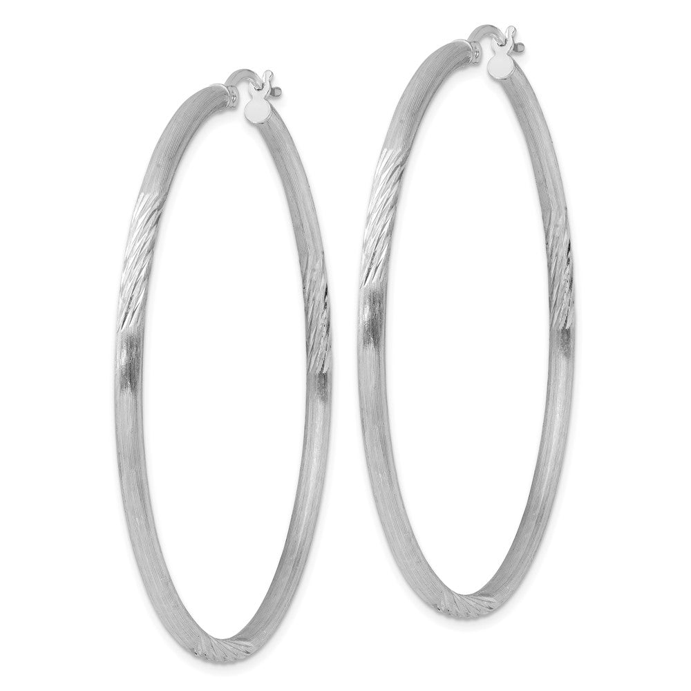 Sterlingsilber Rhodiniert 2.5mm Poliert/satin Diamantiert Creolen