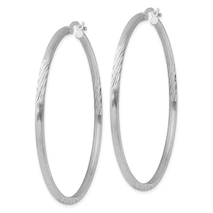 Sterlingsilber Rhodiniert 2.5mm Poliert/satin Diamantiert Creolen