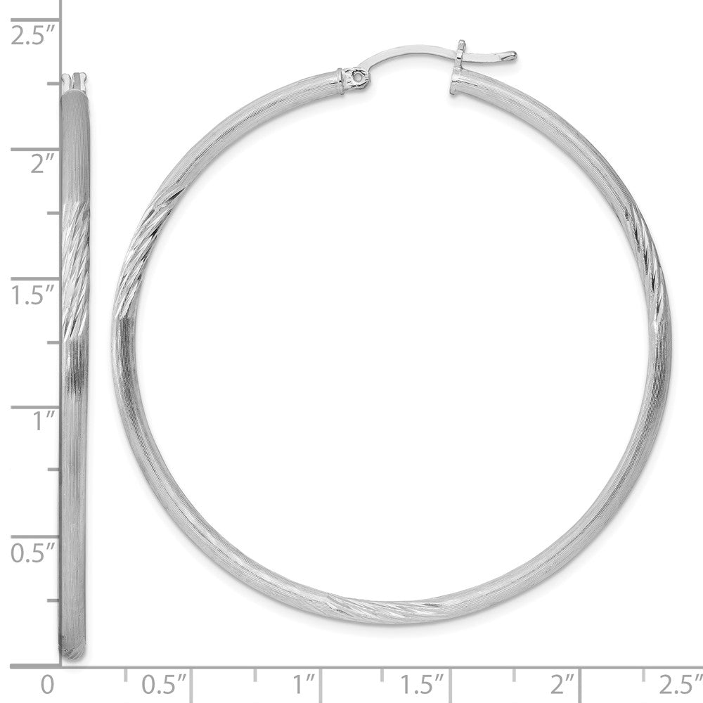Sterlingsilber Rhodiniert 2.5mm Poliert/satin Diamantiert Creolen
