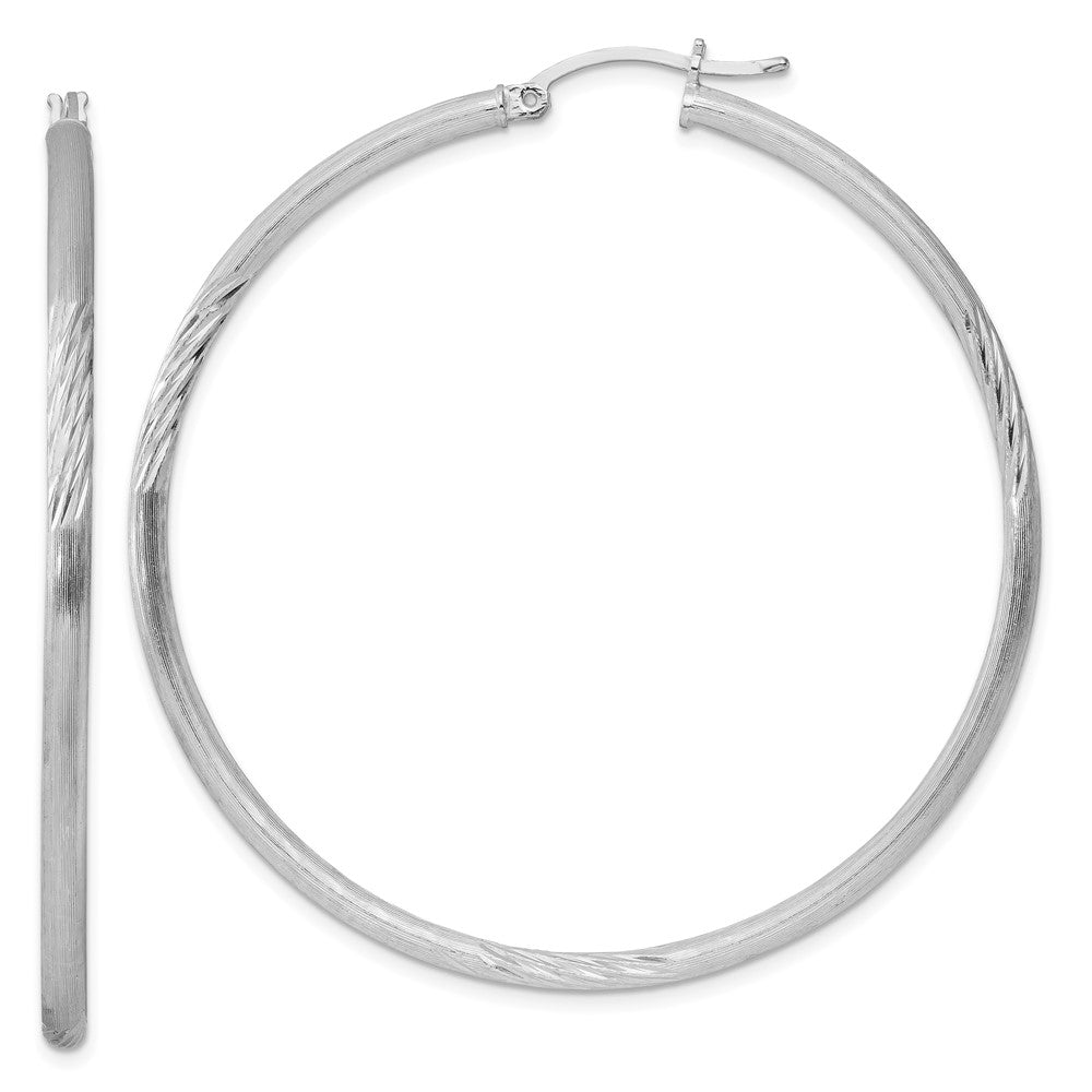 Sterlingsilber Rhodiniert 2.5mm Poliert/satin Diamantiert Creolen