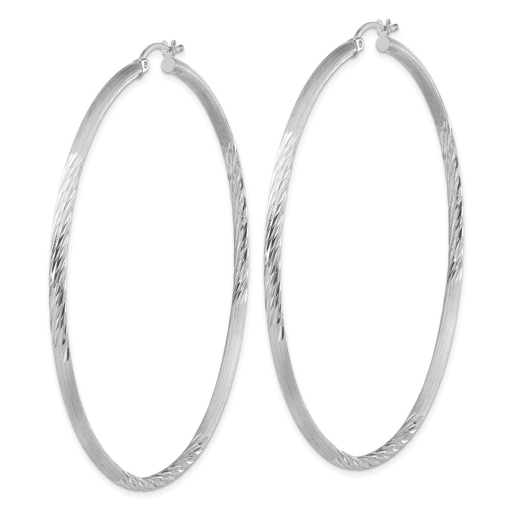 Sterlingsilber Rhodiniert 2.5mm Poliert/satin Diamantiert Creolen