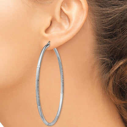 Sterlingsilber Rhodiniert 2.5mm Poliert/satin Diamantiert Creolen