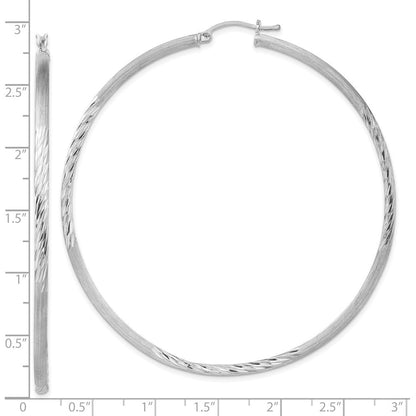 Sterlingsilber Rhodiniert 2.5mm Poliert/satin Diamantiert Creolen
