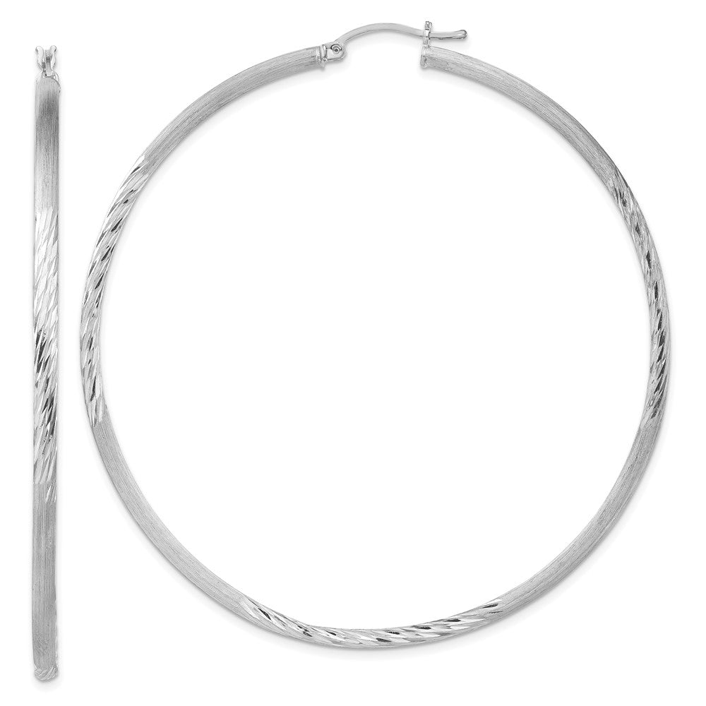 Sterlingsilber Rhodiniert 2.5mm Poliert/satin Diamantiert Creolen