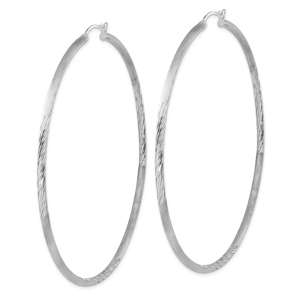 Sterlingsilber Rhodiniert 2.5mm Poliert/satin Diamantiert Creolen