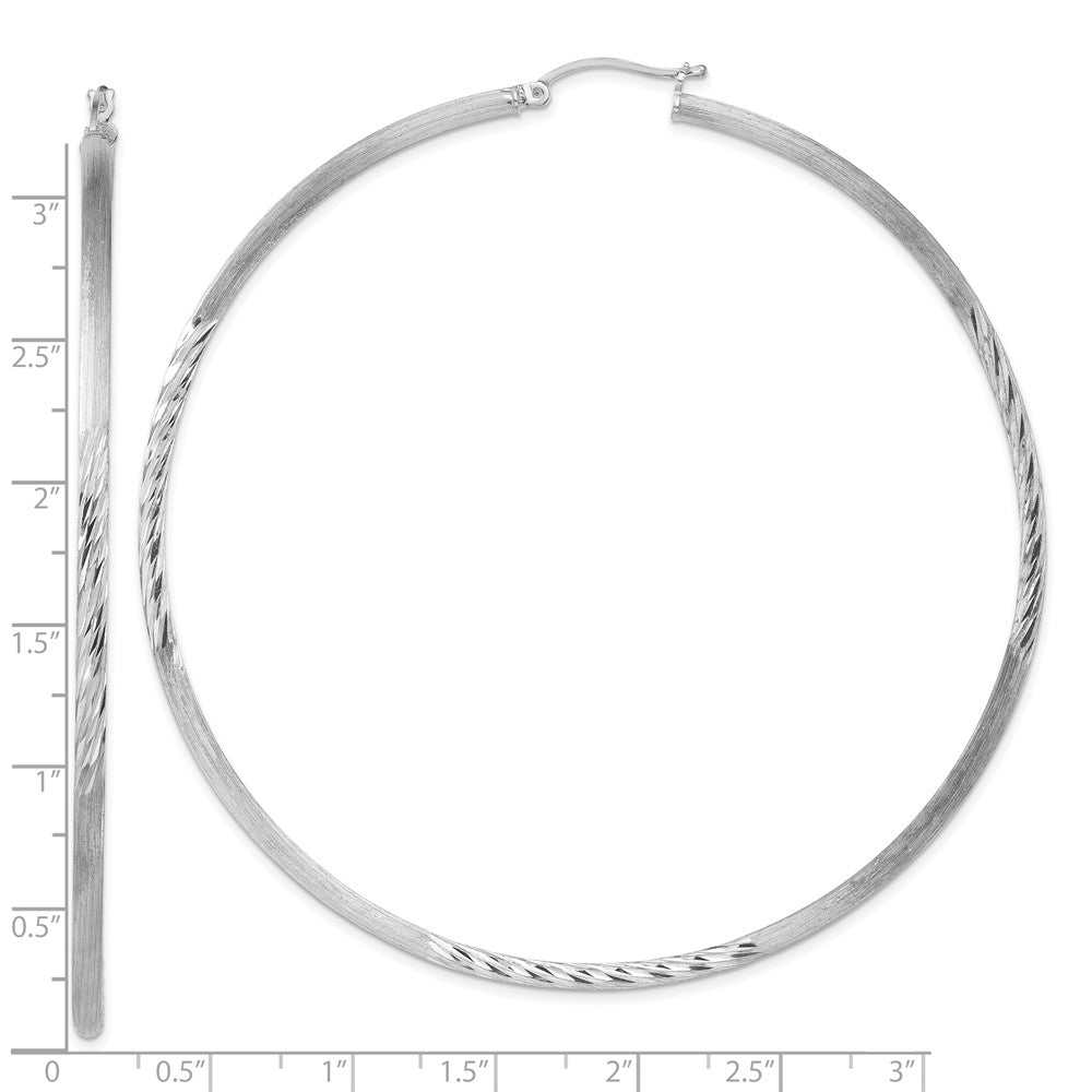 Sterlingsilber Rhodiniert 2.5mm Poliert/satin Diamantiert Creolen