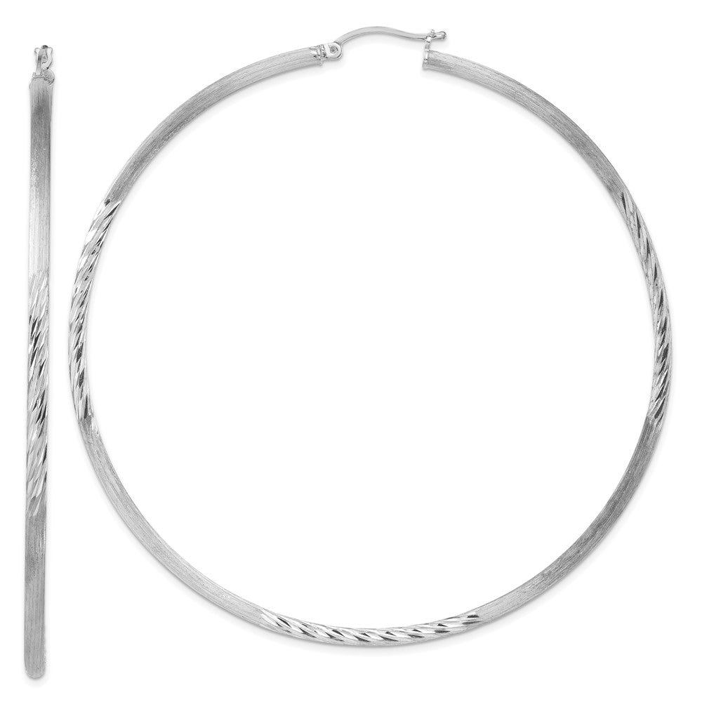 Sterlingsilber Rhodiniert 2.5mm Poliert/satin Diamantiert Creolen