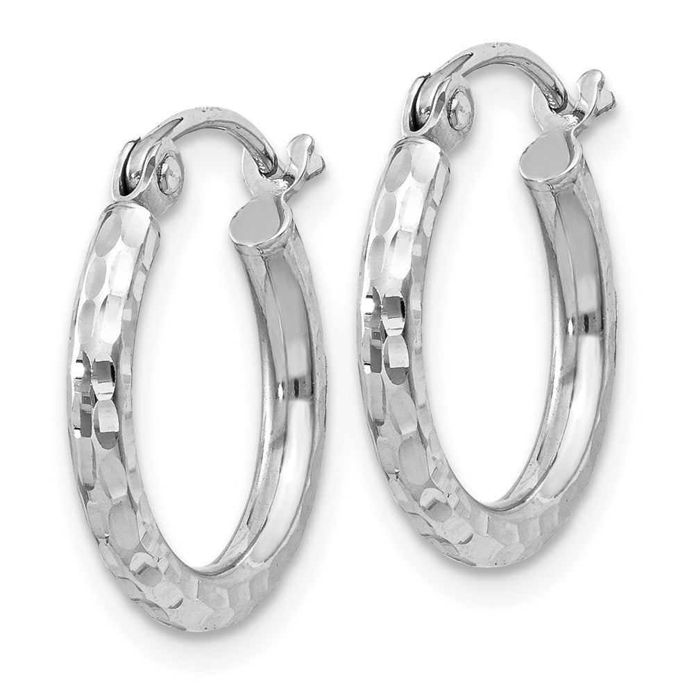 Sterlingsilber Rhodiniert 2mm Diamantiert Creolen
