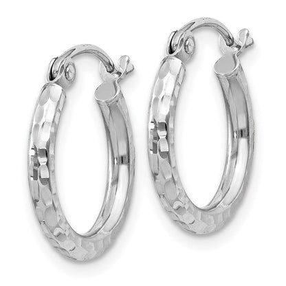 Sterlingsilber Rhodiniert 2mm Diamantiert Creolen