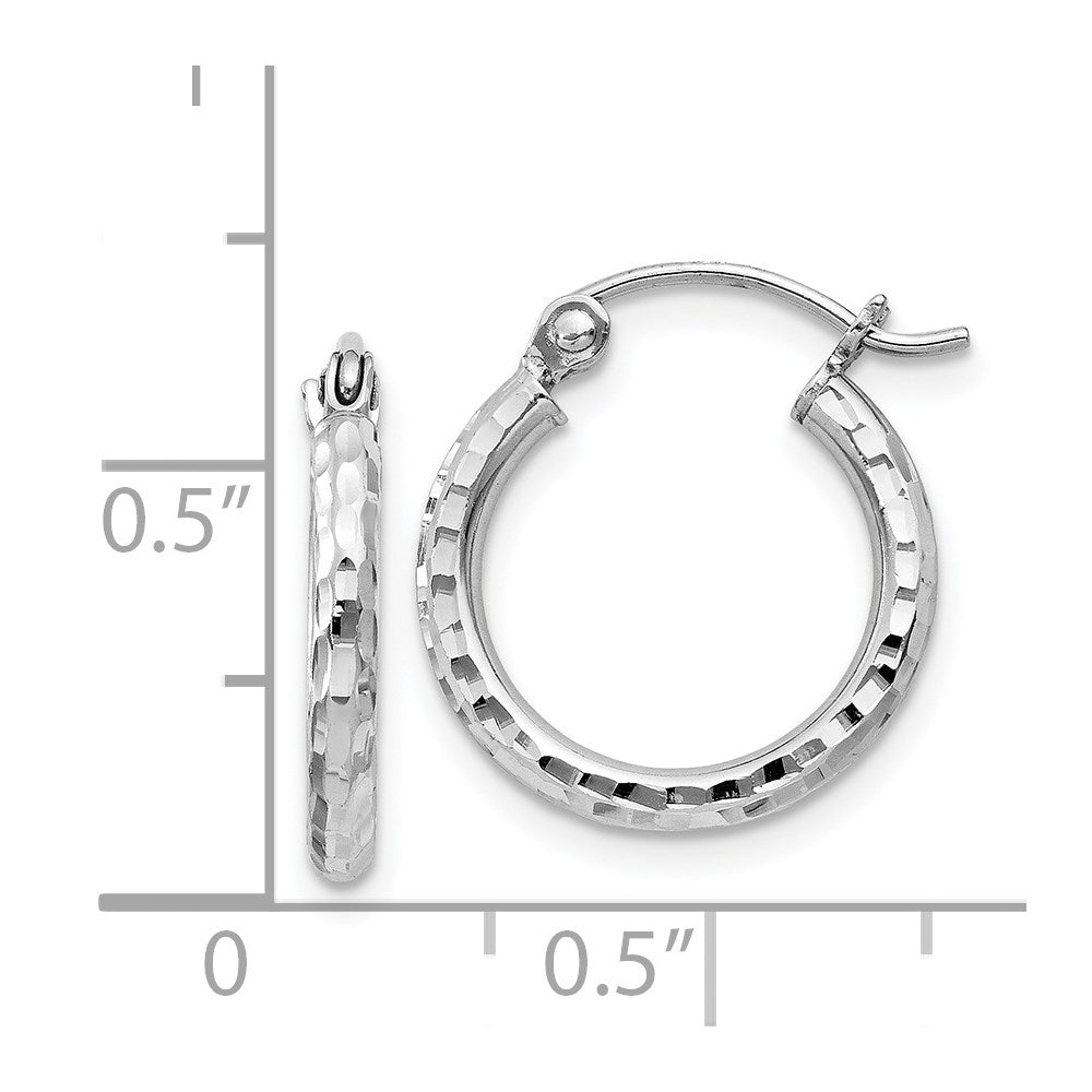 Sterlingsilber Rhodiniert 2mm Diamantiert Creolen