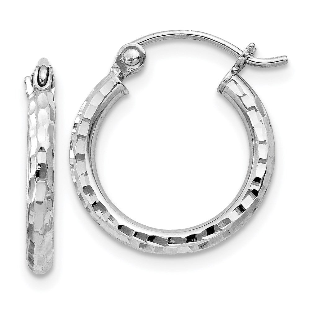 Sterlingsilber Rhodiniert 2mm Diamantiert Creolen