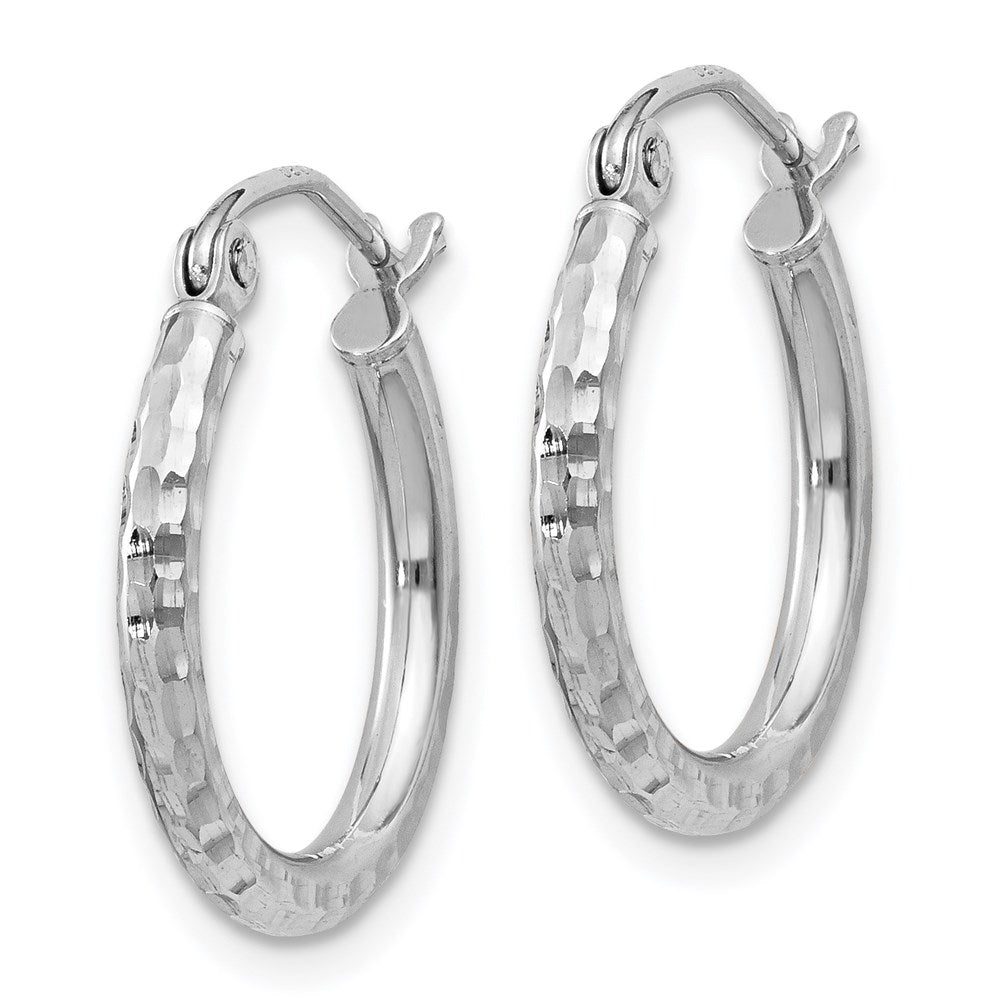 Sterlingsilber Rhodiniert 2mm Diamantiert Creolen
