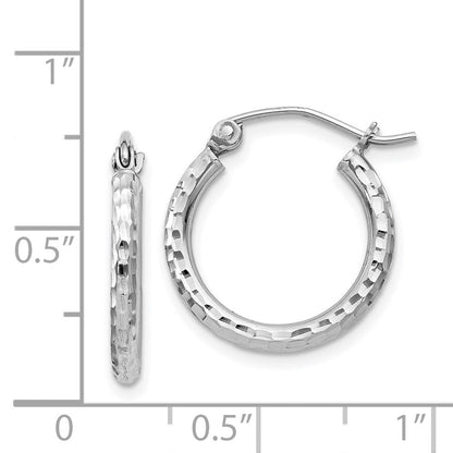 Sterlingsilber Rhodiniert 2mm Diamantiert Creolen