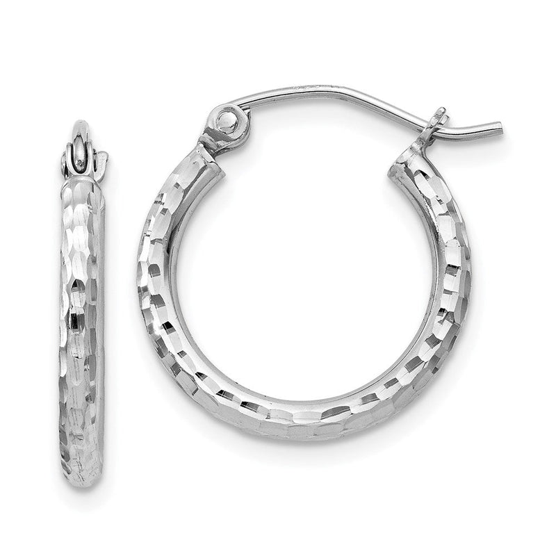 Sterlingsilber Rhodiniert 2mm Diamantiert Creolen