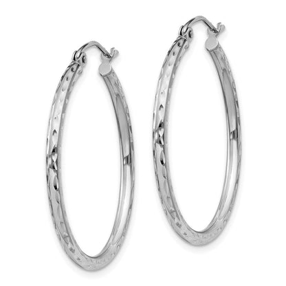 Sterlingsilber Rhodiniert 2mm Diamantiert Creolen