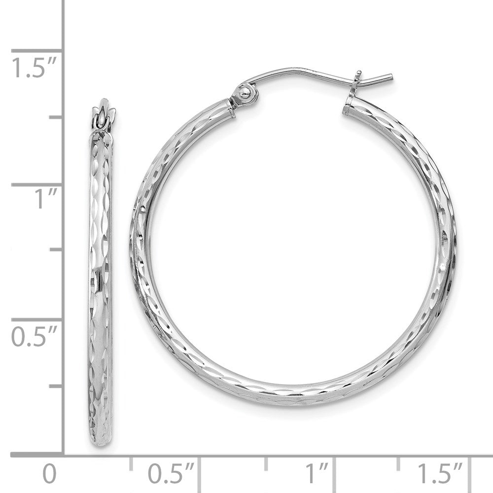 Sterlingsilber Rhodiniert 2mm Diamantiert Creolen