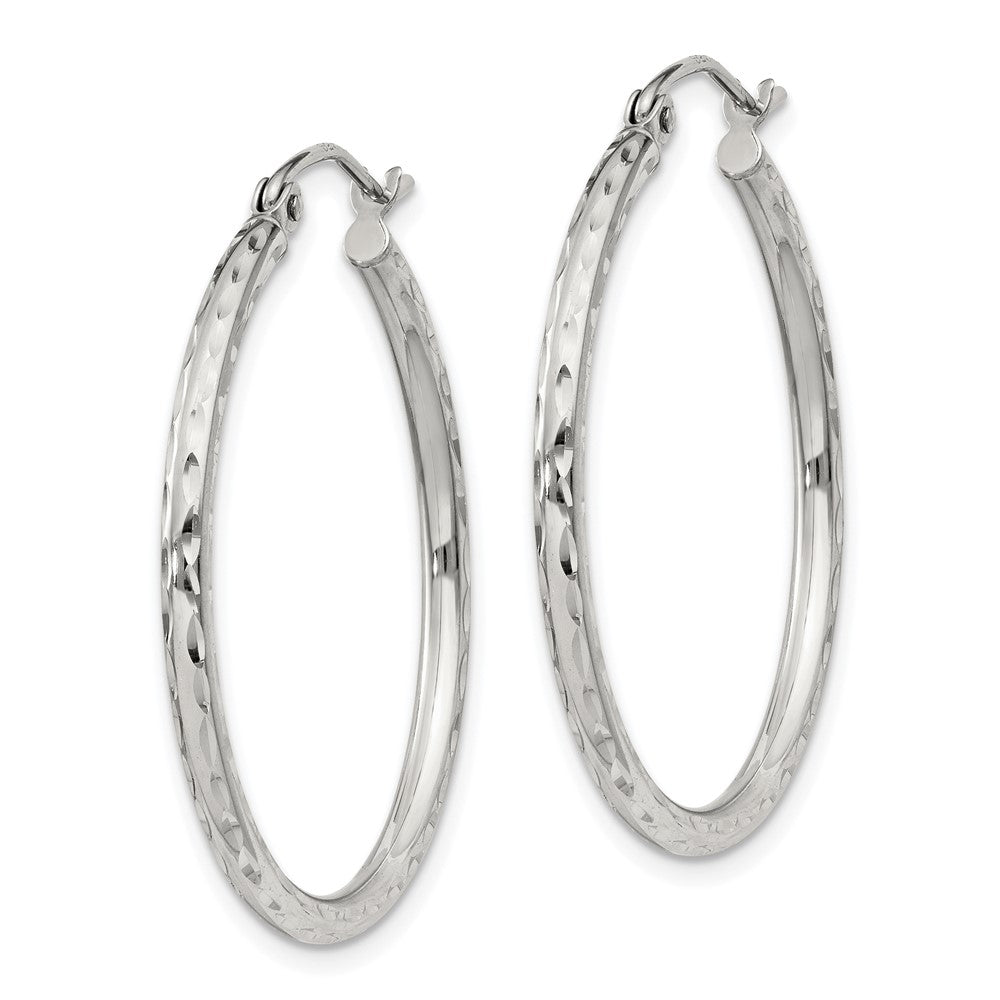 Sterlingsilber 2mm Diamantiert Creolen