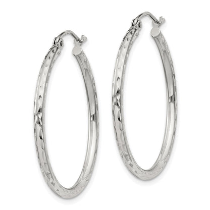 Sterlingsilber 2mm Diamantiert Creolen