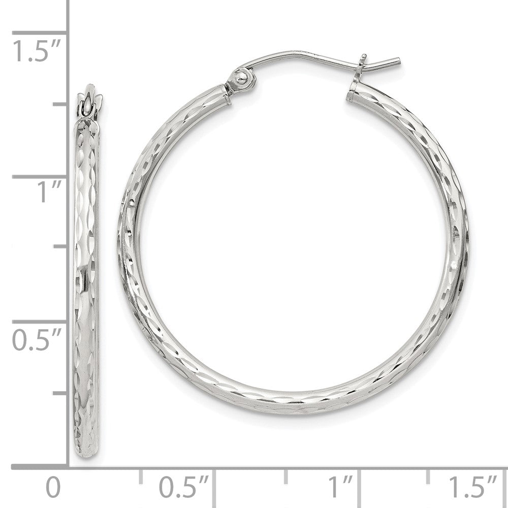 Sterlingsilber 2mm Diamantiert Creolen
