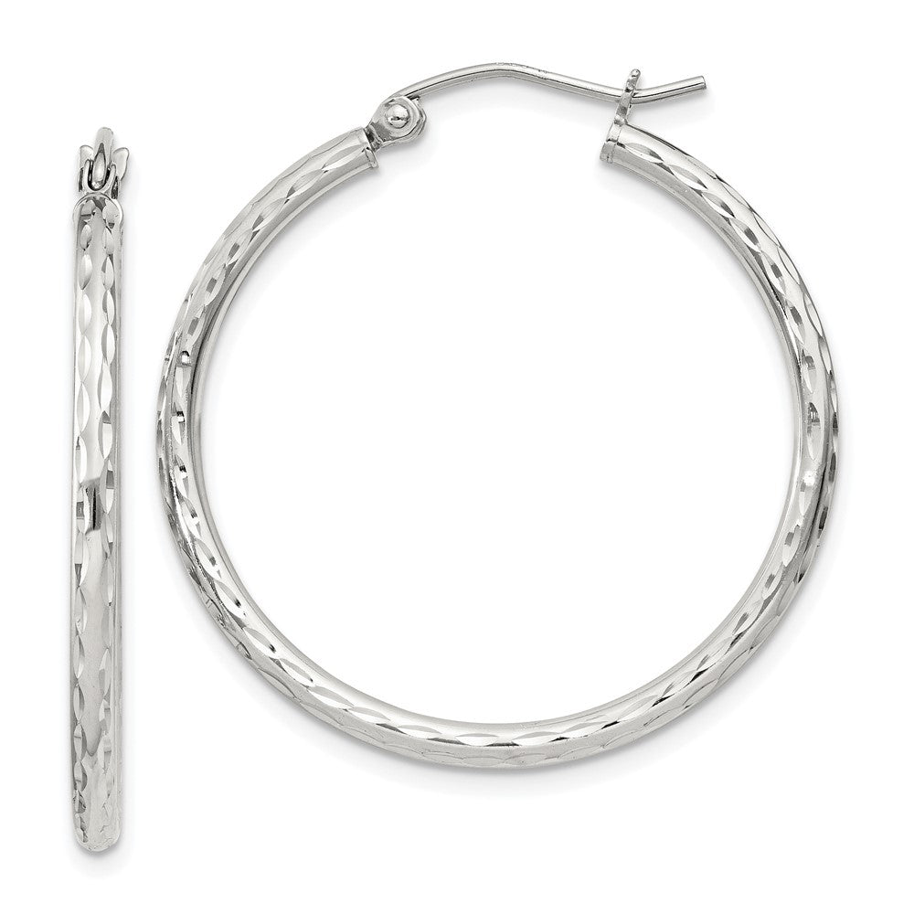 Sterlingsilber 2mm Diamantiert Creolen