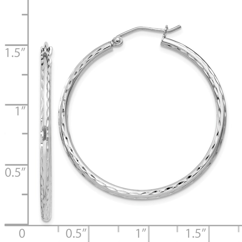 Sterlingsilber Rhodiniert 2mm Diamantiert Creolen