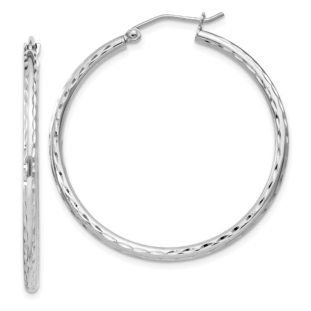 Sterlingsilber Rhodiniert 2mm Diamantiert Creolen