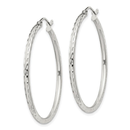 Sterlingsilber 2mm Diamantiert Creolen