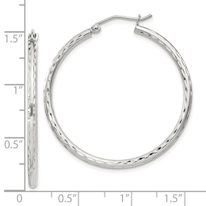 Sterlingsilber 2mm Diamantiert Creolen